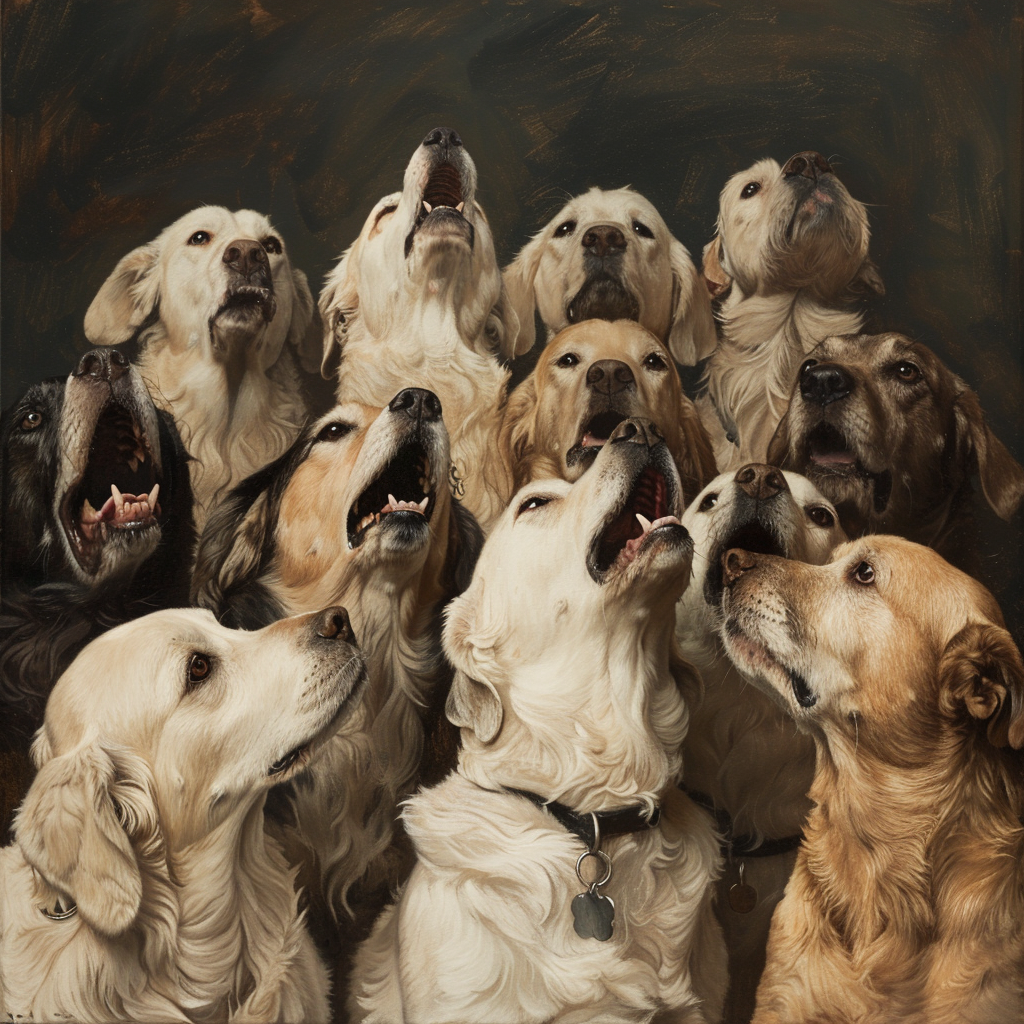 Group of howling dogs