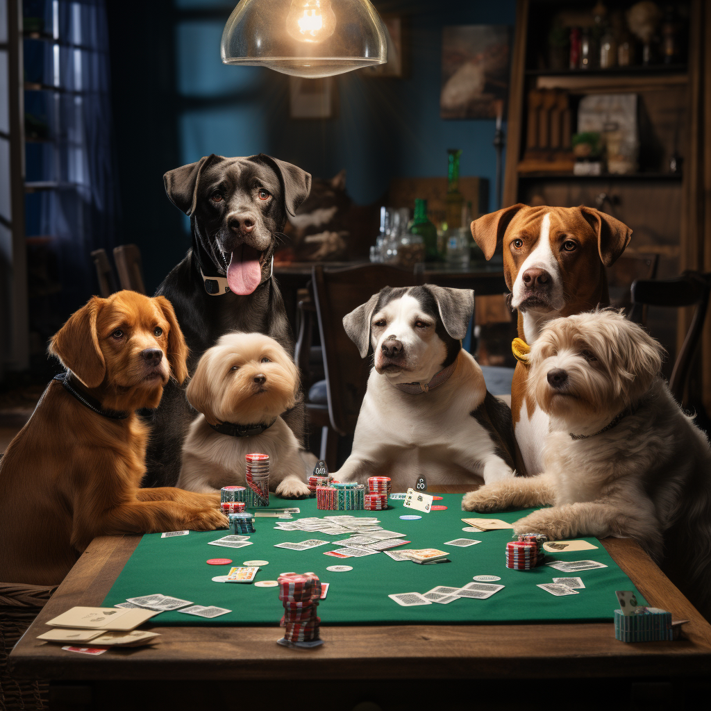 Dogs Playing Monopoly with Family