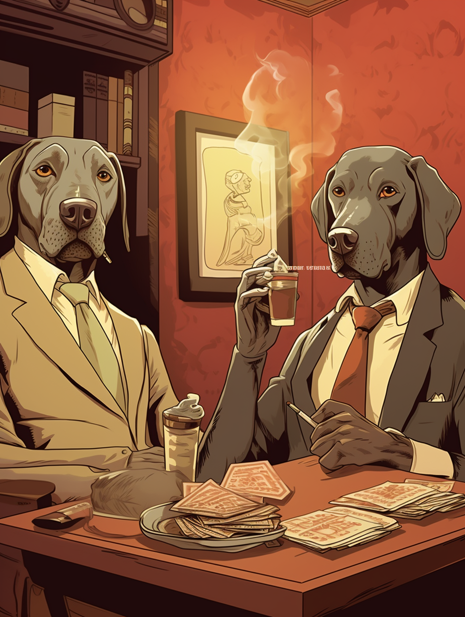 Dogs Playing Poker Artwork Fun Animals