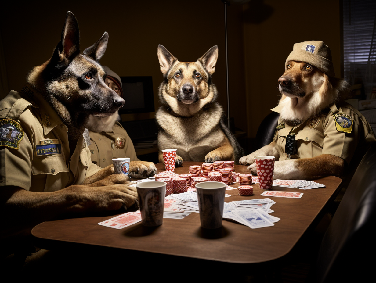 Clever canines playing a high-stakes poker game