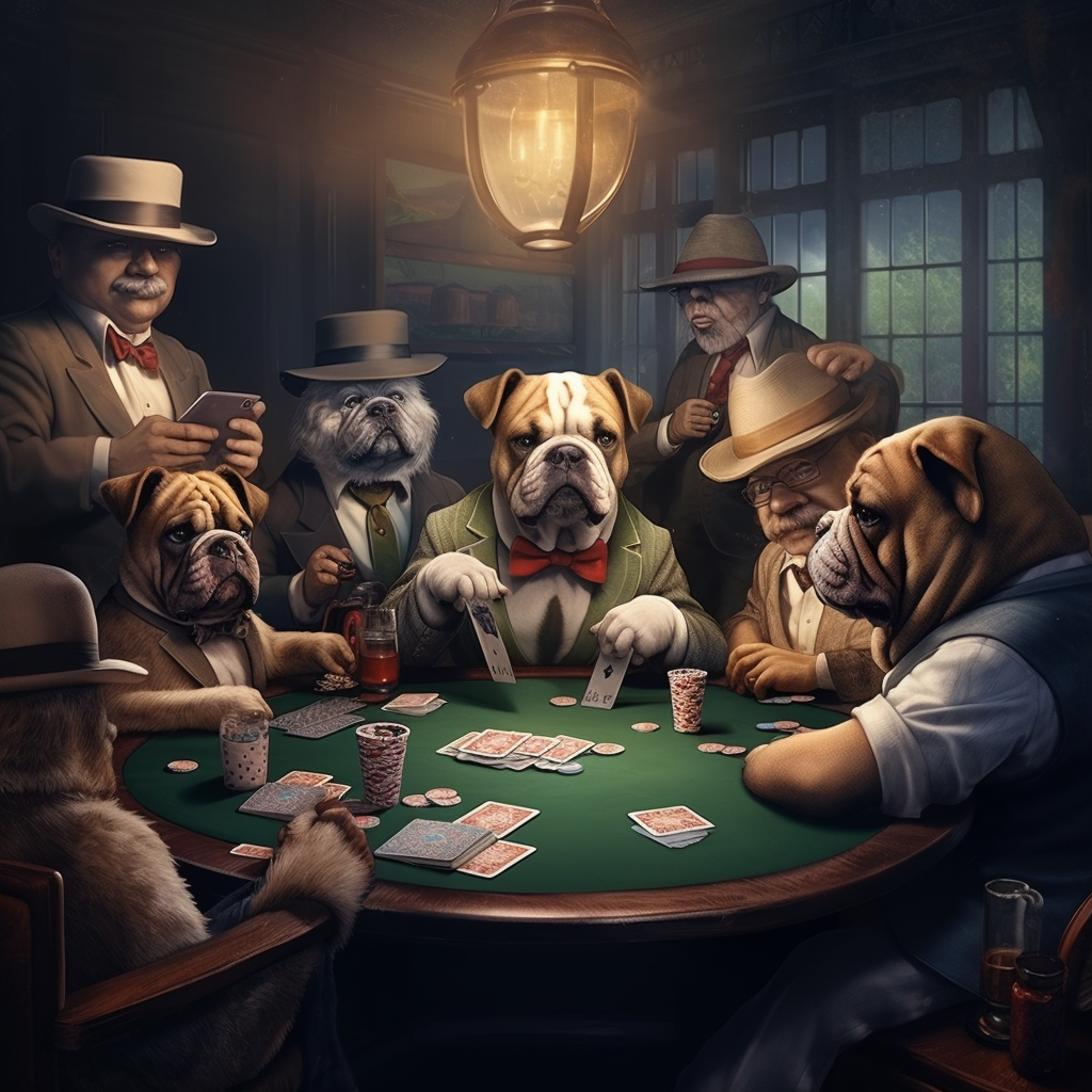 Dogs playing poker mafia style