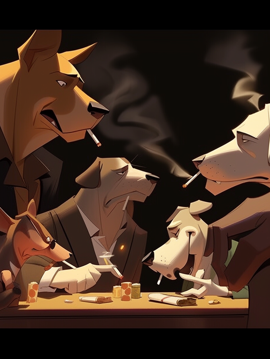 Artwork of dogs playing poker