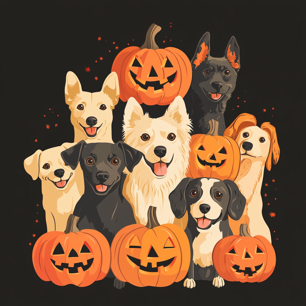 Dogs with Jack O Lantern Pumpkins