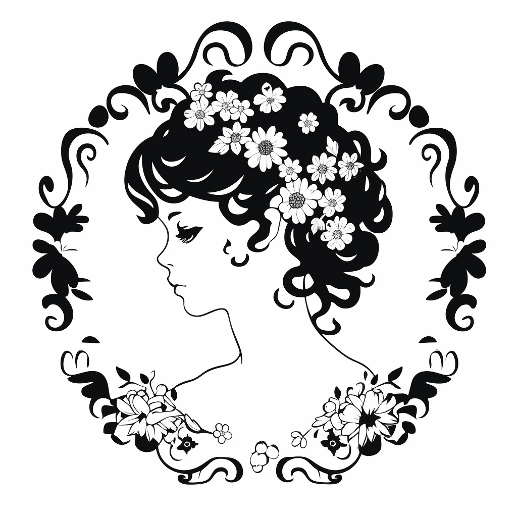 Doll Head Floral Ring Vector Illustration