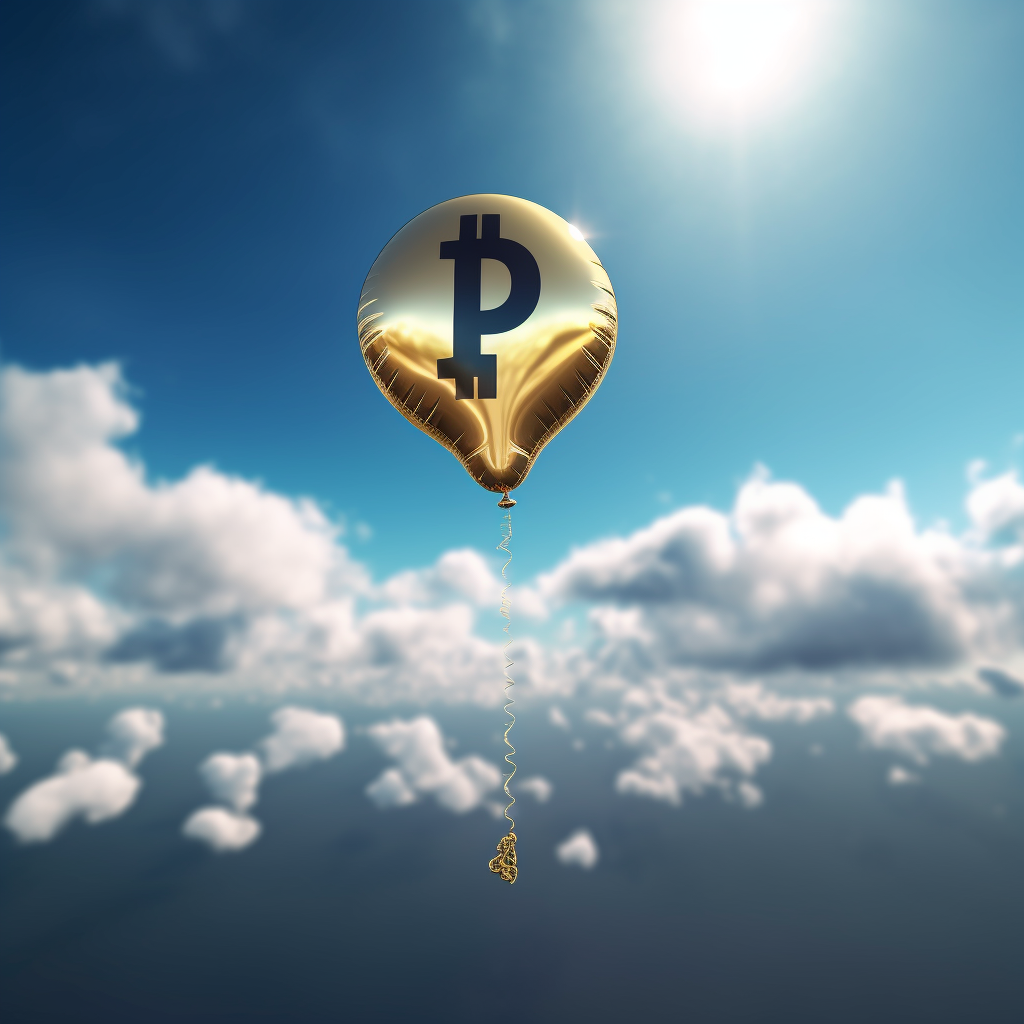 Photorealistic dollar balloon floating in the sky