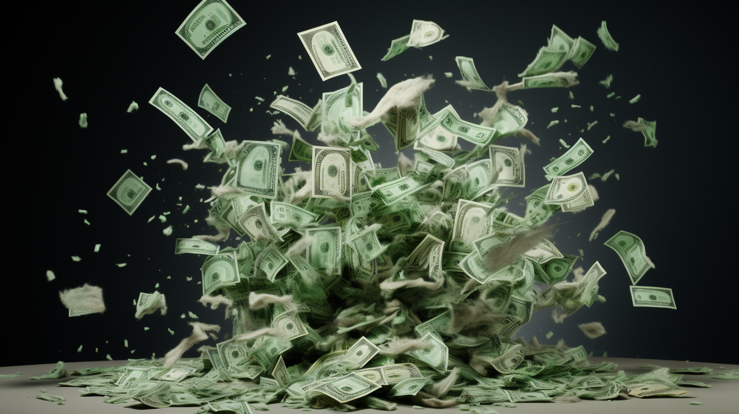 Explosion of Hundred Dollar Bills