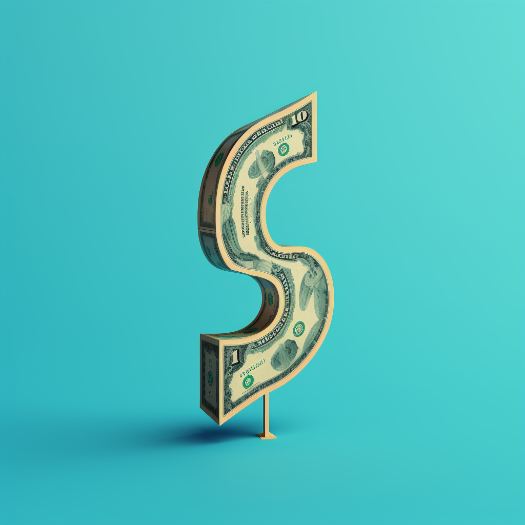 Illustration of a dollar sign and a rising arrow on a blue background