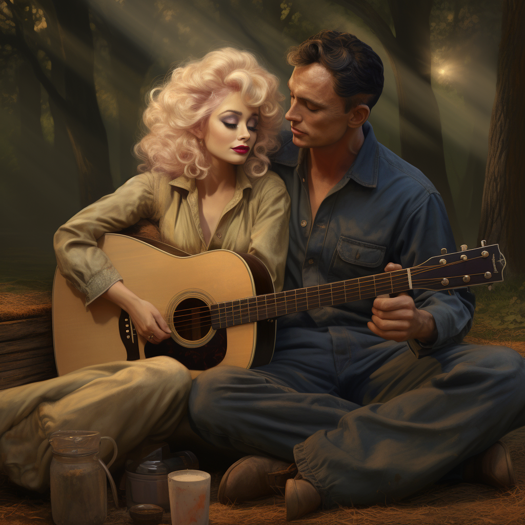 Dolly Parton and Carl Dean in the park