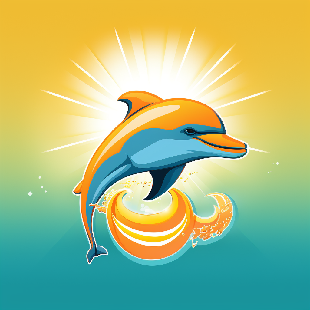 Yellow Dolphin in front of Sun