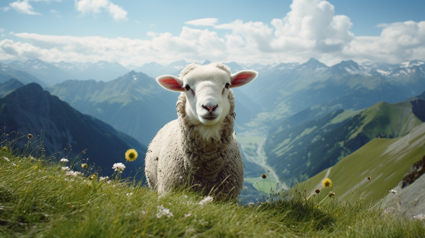 Doly the Sheep on the Alps