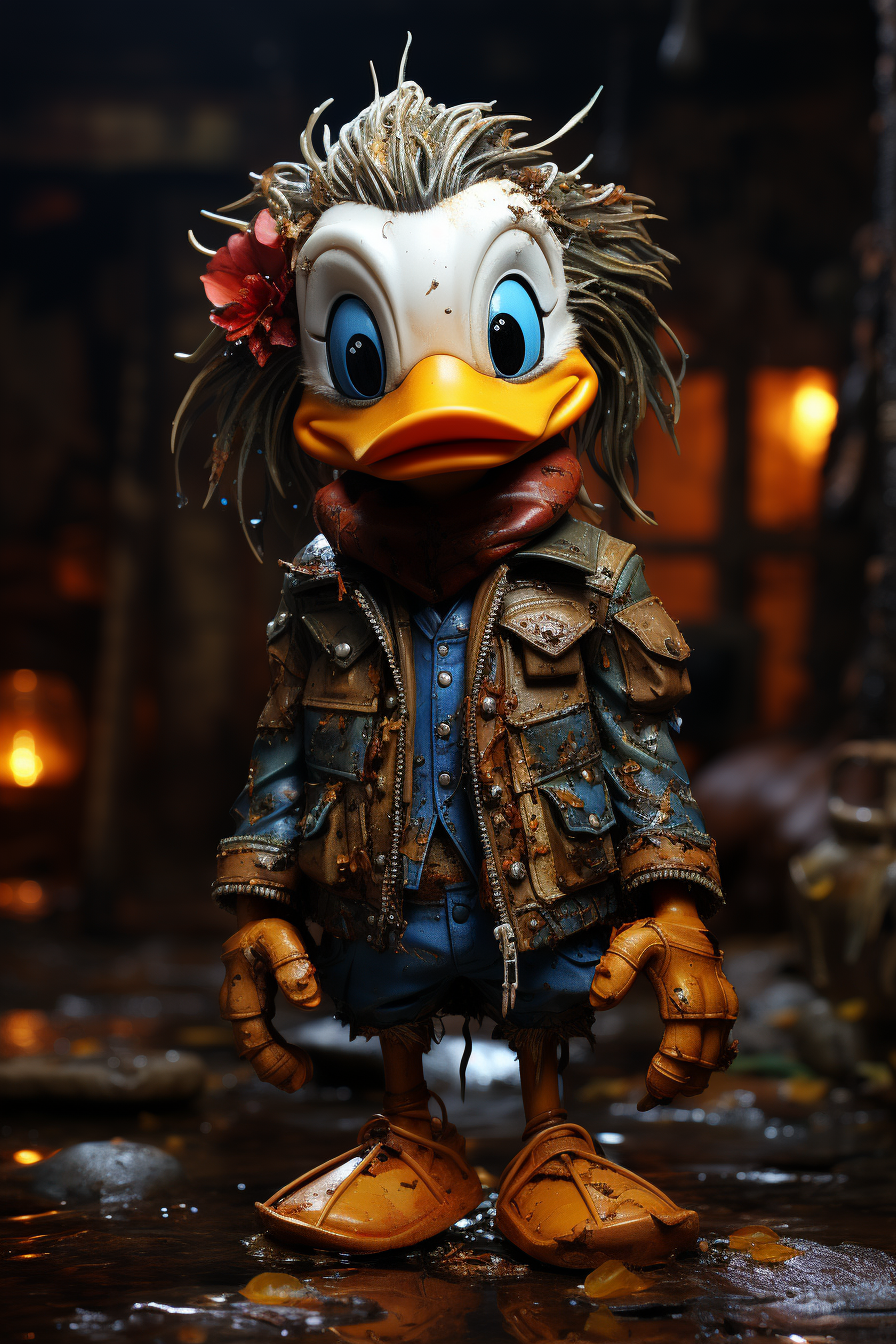 Donald Duck in glampunk attire