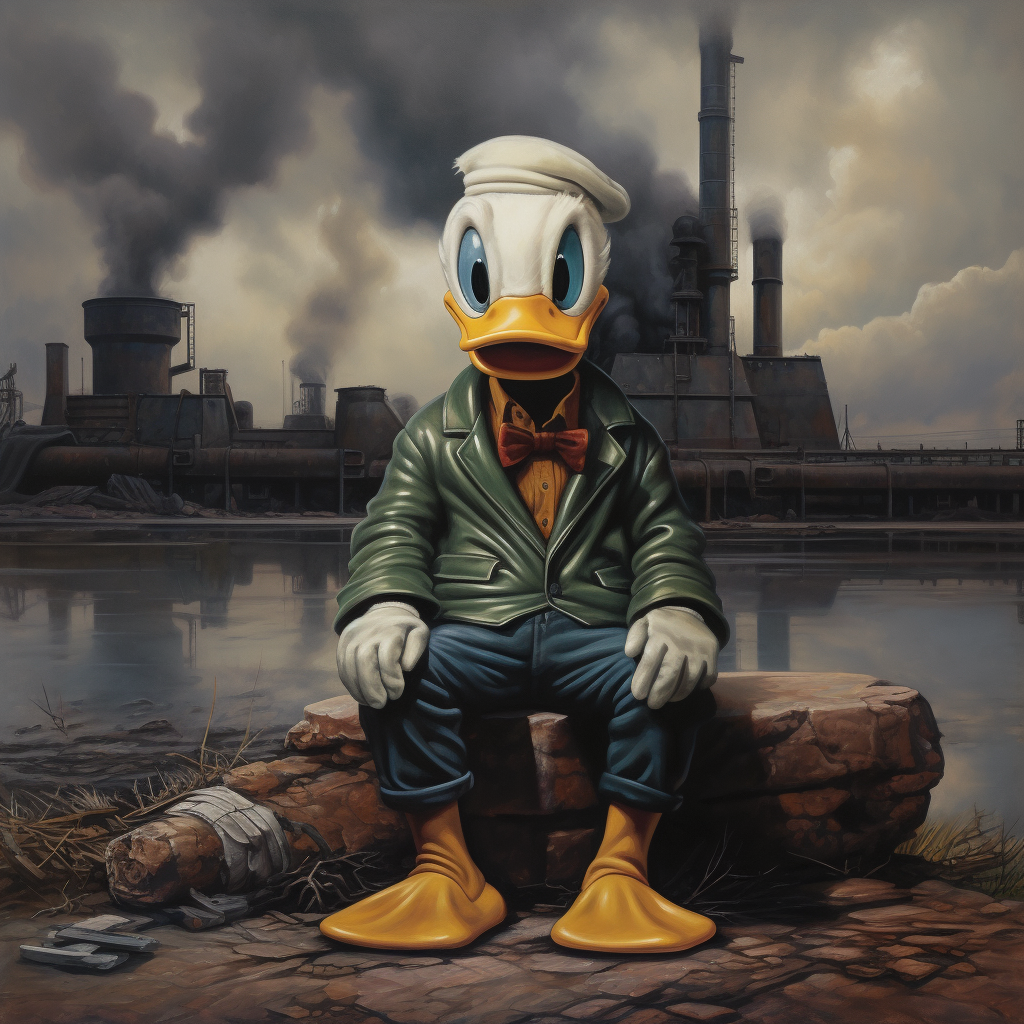 Sad Donald Duck in Surreal Juxtapositions