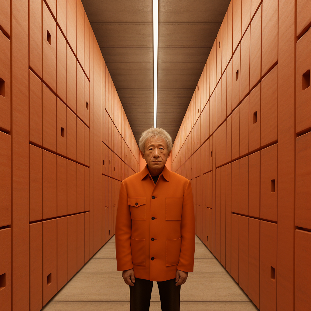 Unique cinematic photorealistic artwork by Donald Judd, Wes Anderson, and Tadao Ando