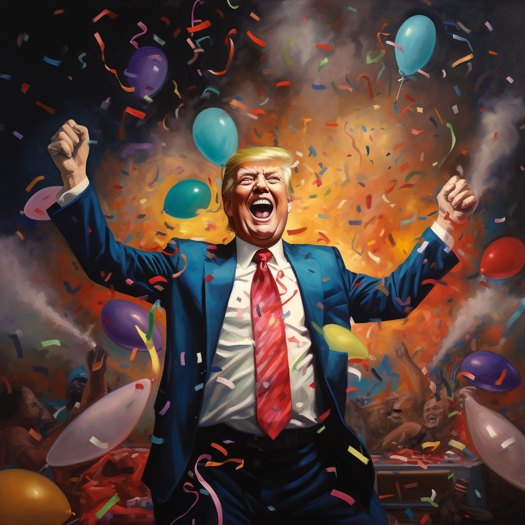 Donald Trump celebrating success with enthusiasm