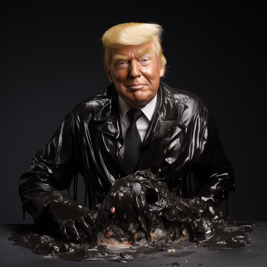 Donald Trump covered in grease