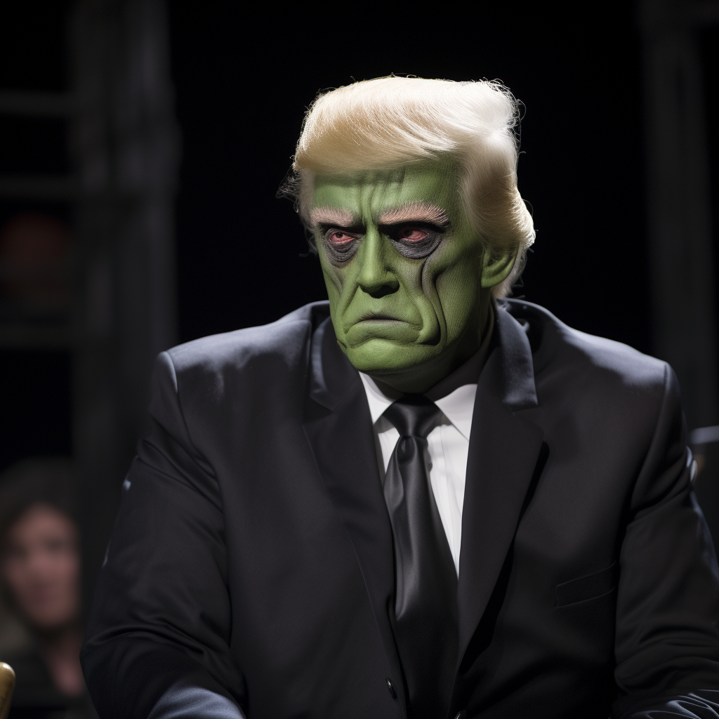 Donald Trump dressed as Doyle von Frankenstein