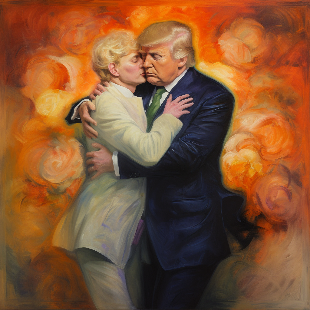 Donald Trump embracing an American white man