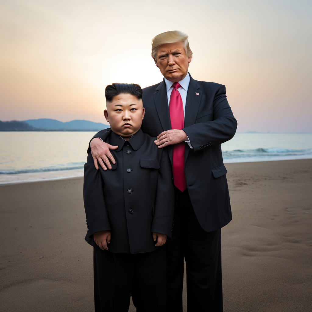 12-year-old Donald Trump and Kim Jong Un posing