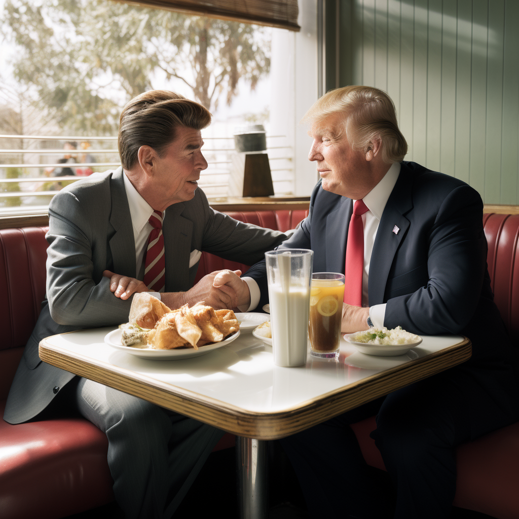 Donald Trump and Ronald Reagan having lunch