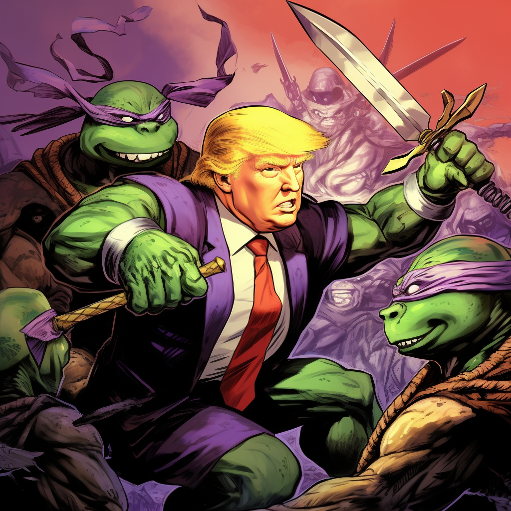 Donald Trump Ninja Turtles Fight Shredder Cartoon