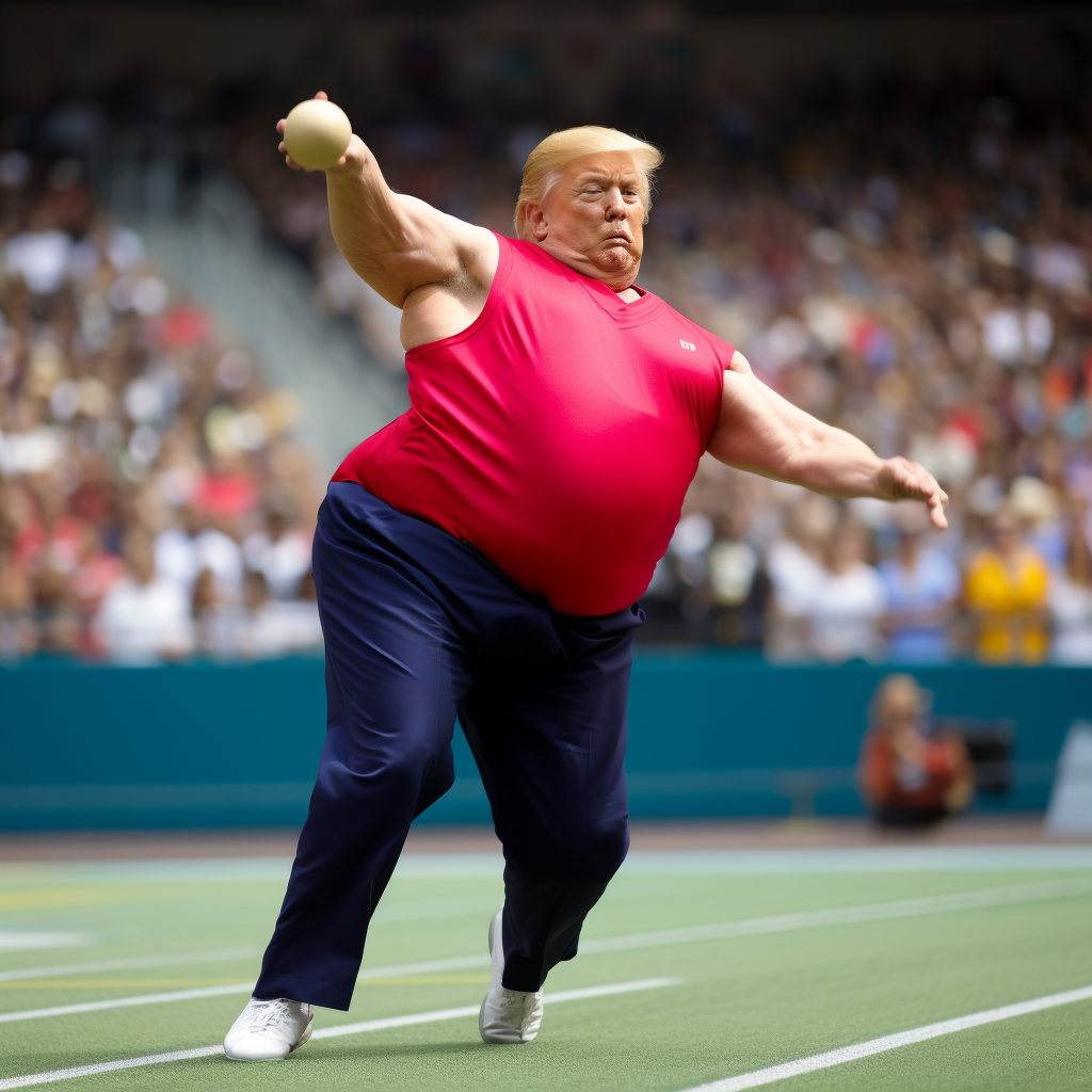 Donald Trump throwing shotput at Olympics