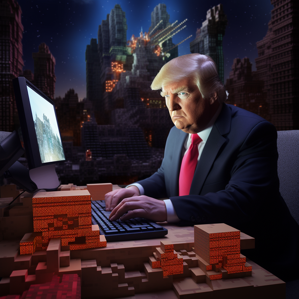 Donald Trump playing Minecraft