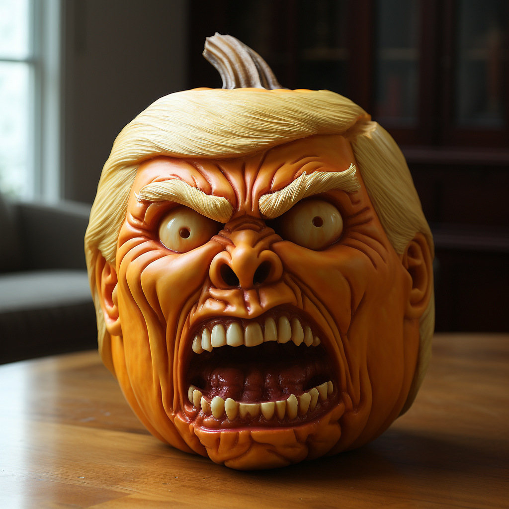 Halloween pumpkin with Donald Trump's face