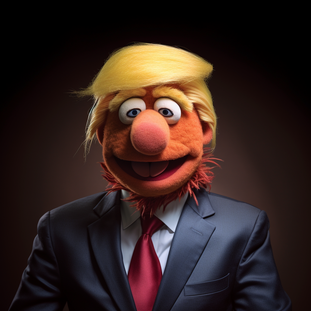 Donald Trump portrayed as a Muppet