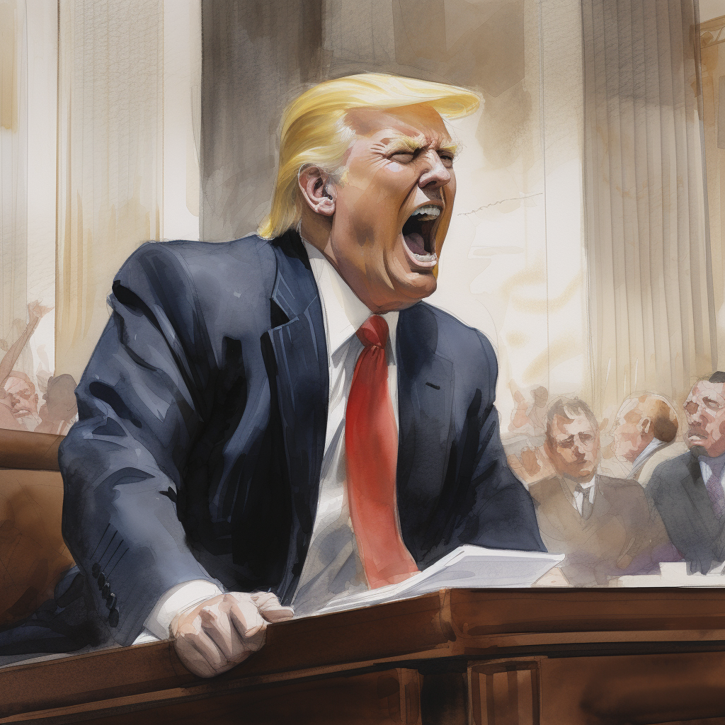 Donald Trump screaming on witness stand