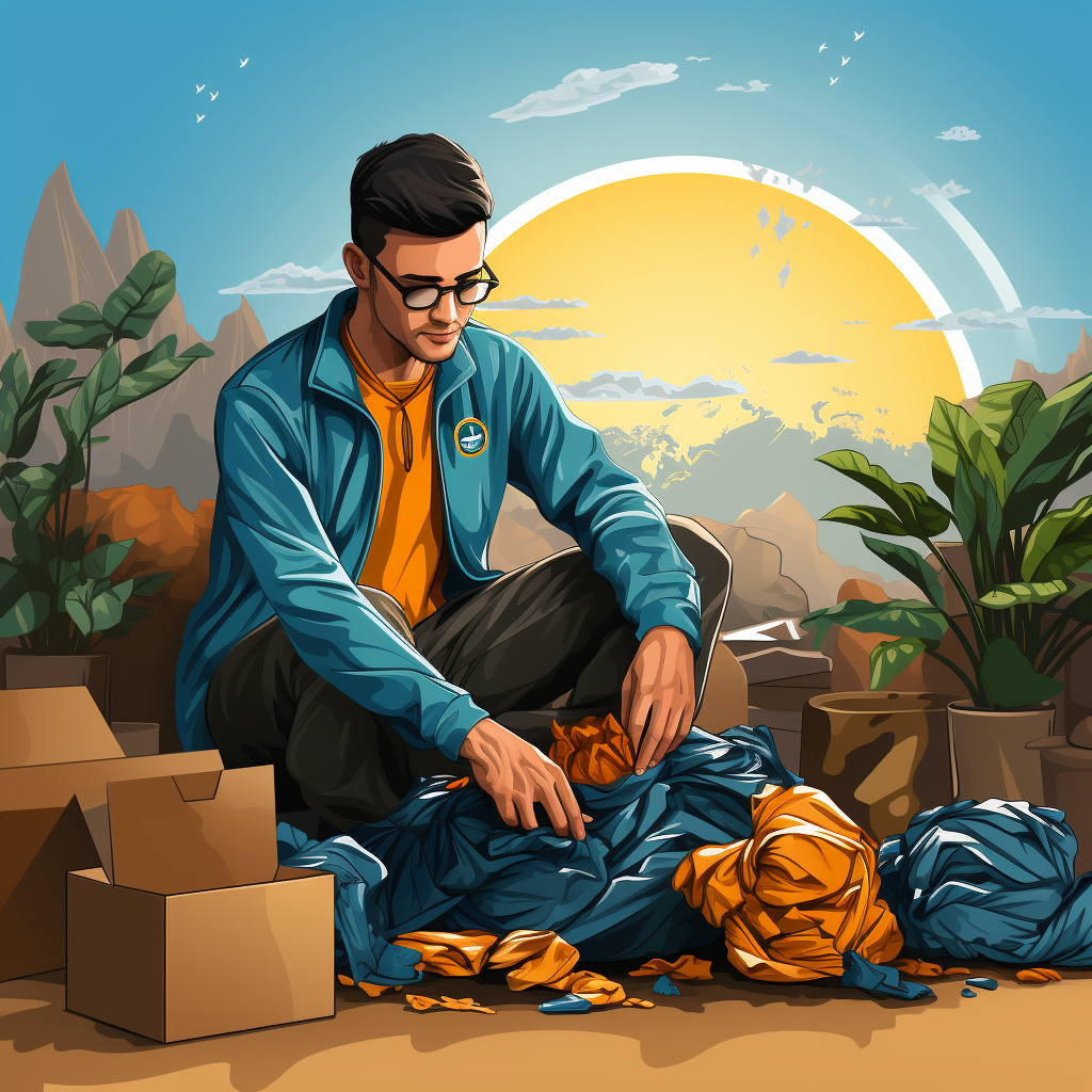 Vector illustration of clothes being packed for donation