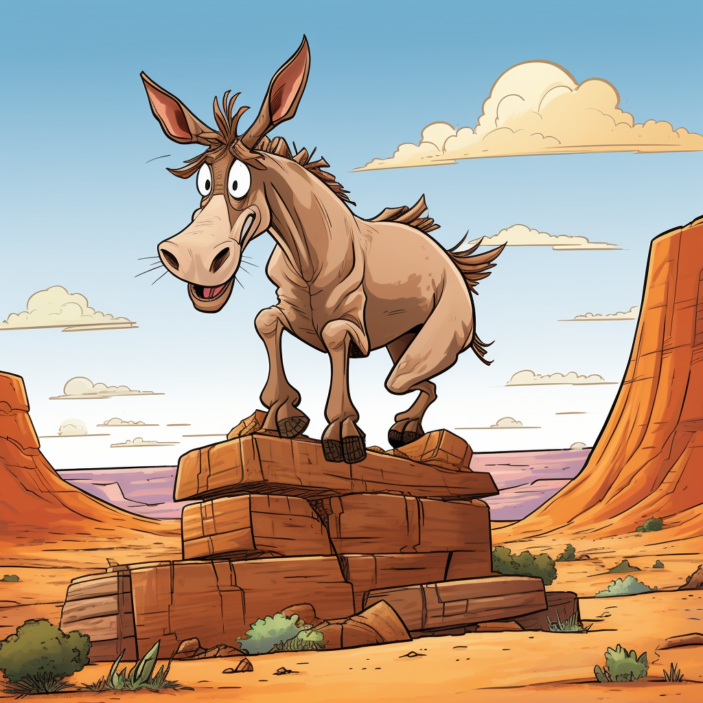 Donkey bucking in Moab cartoon