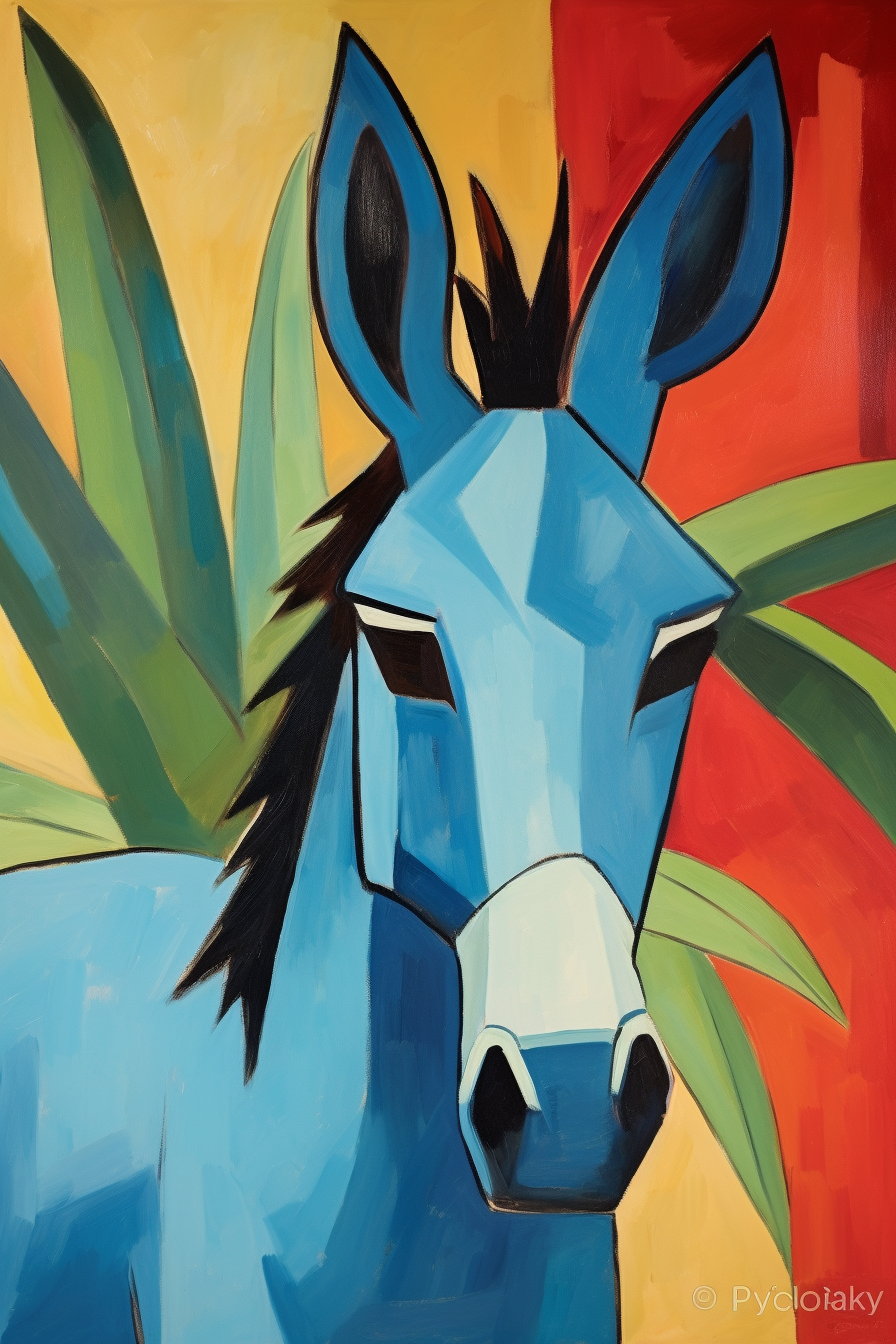 Vibrant donkey artwork in Matisse style