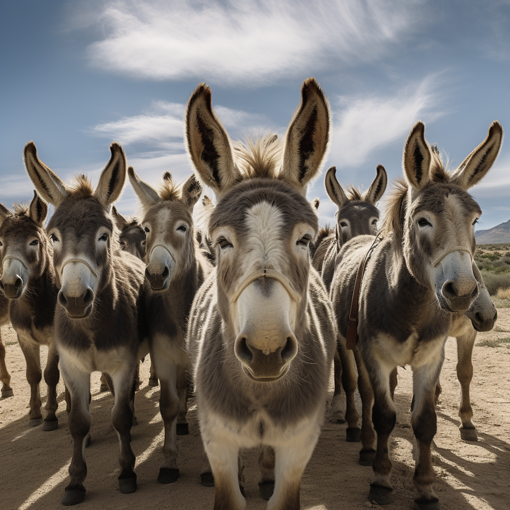 Group of donkeys making hilarious sounds