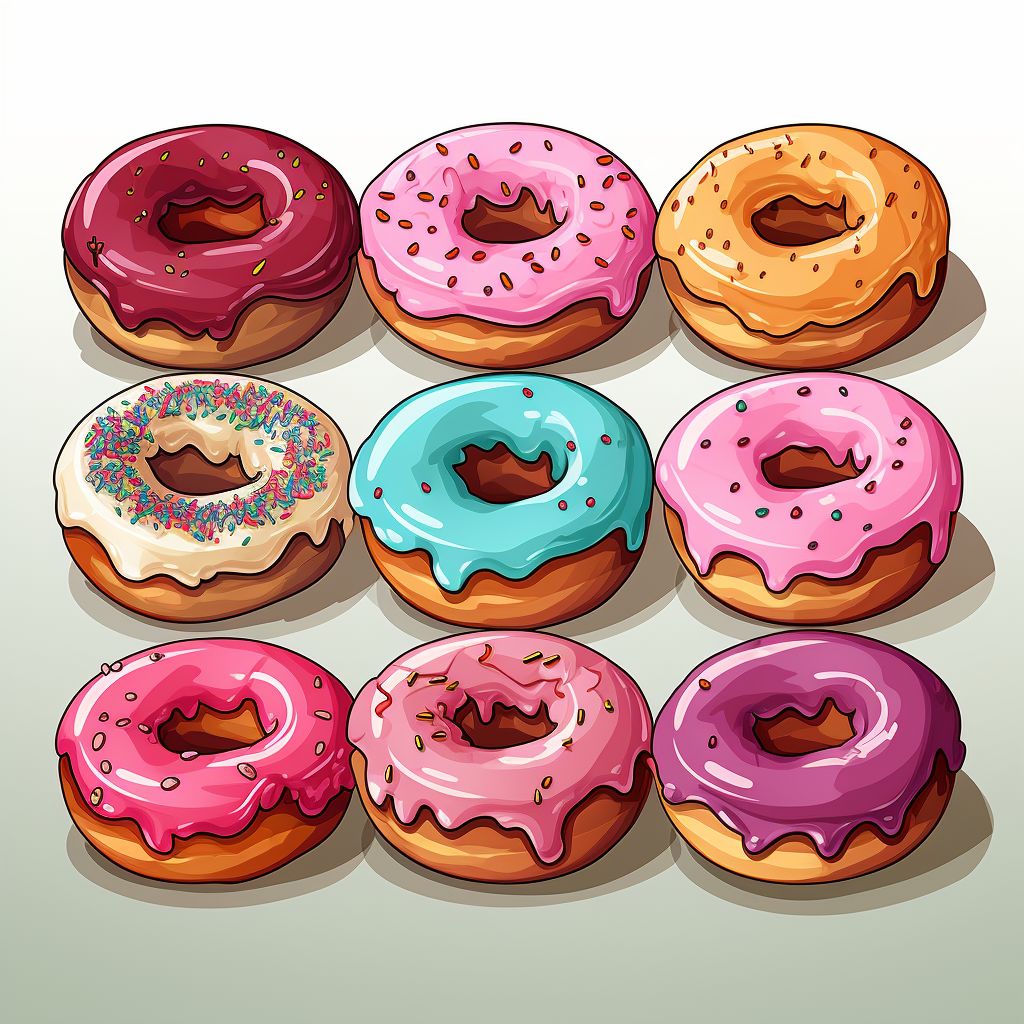 Cartoon donuts on white background