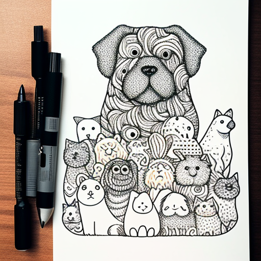 Animal-Related Doodle Art - Mr. Doodle - Cat and Dog