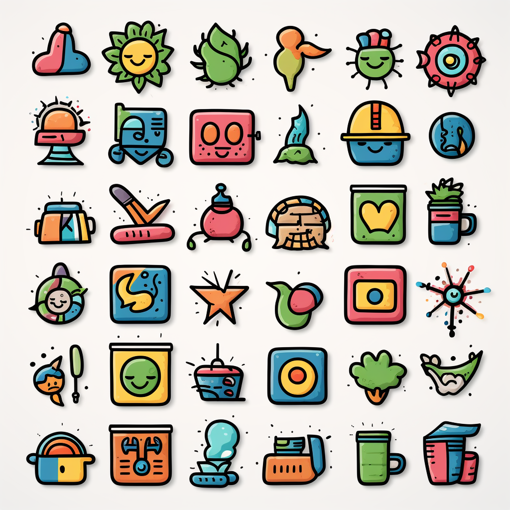 Set of Colorful Doodle Icons