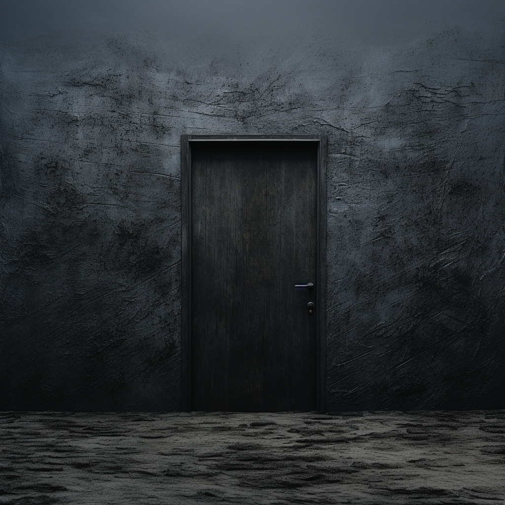 Dark minimal textured door to nothingness