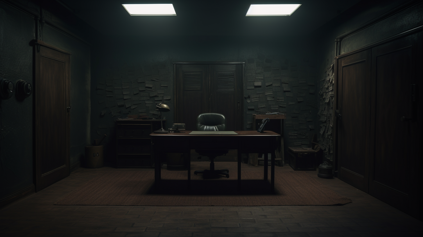 Shadowy figure in army office