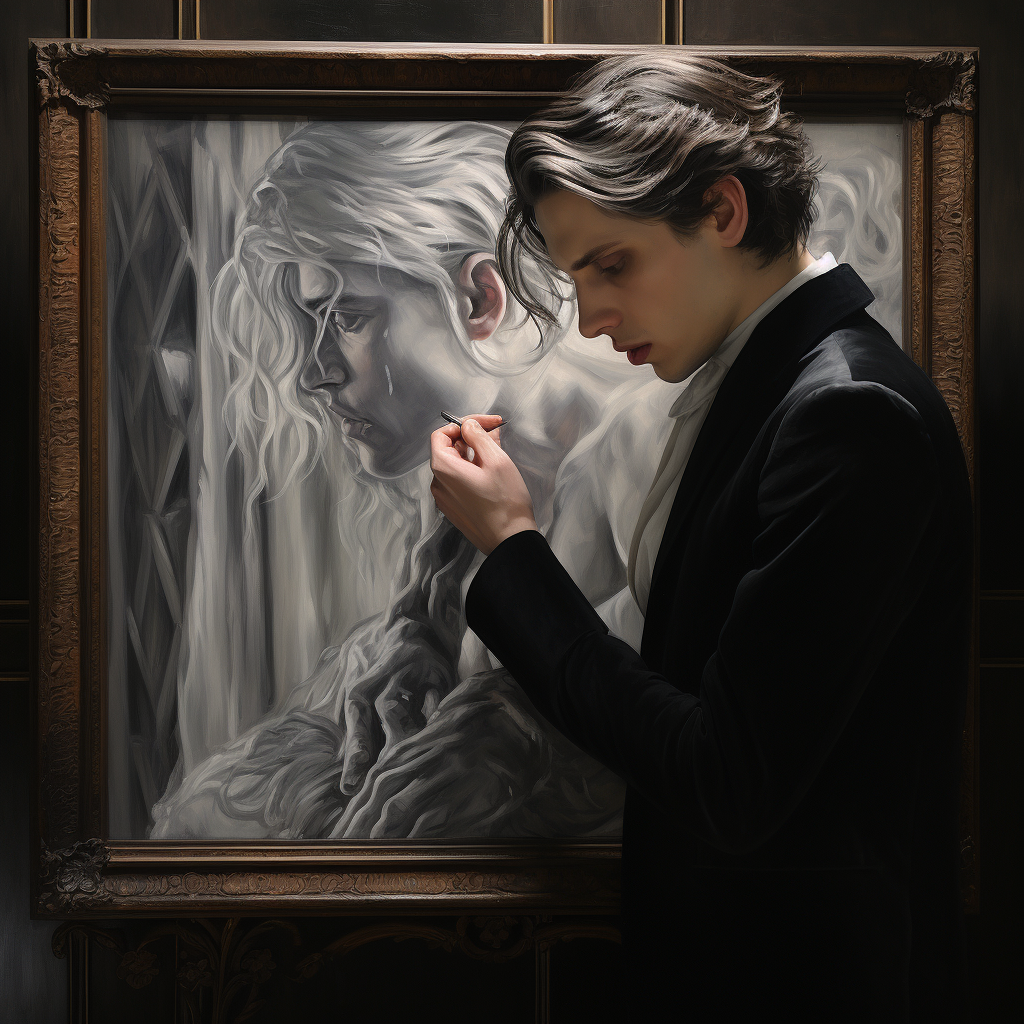 Dorian Gray admiring his portrait