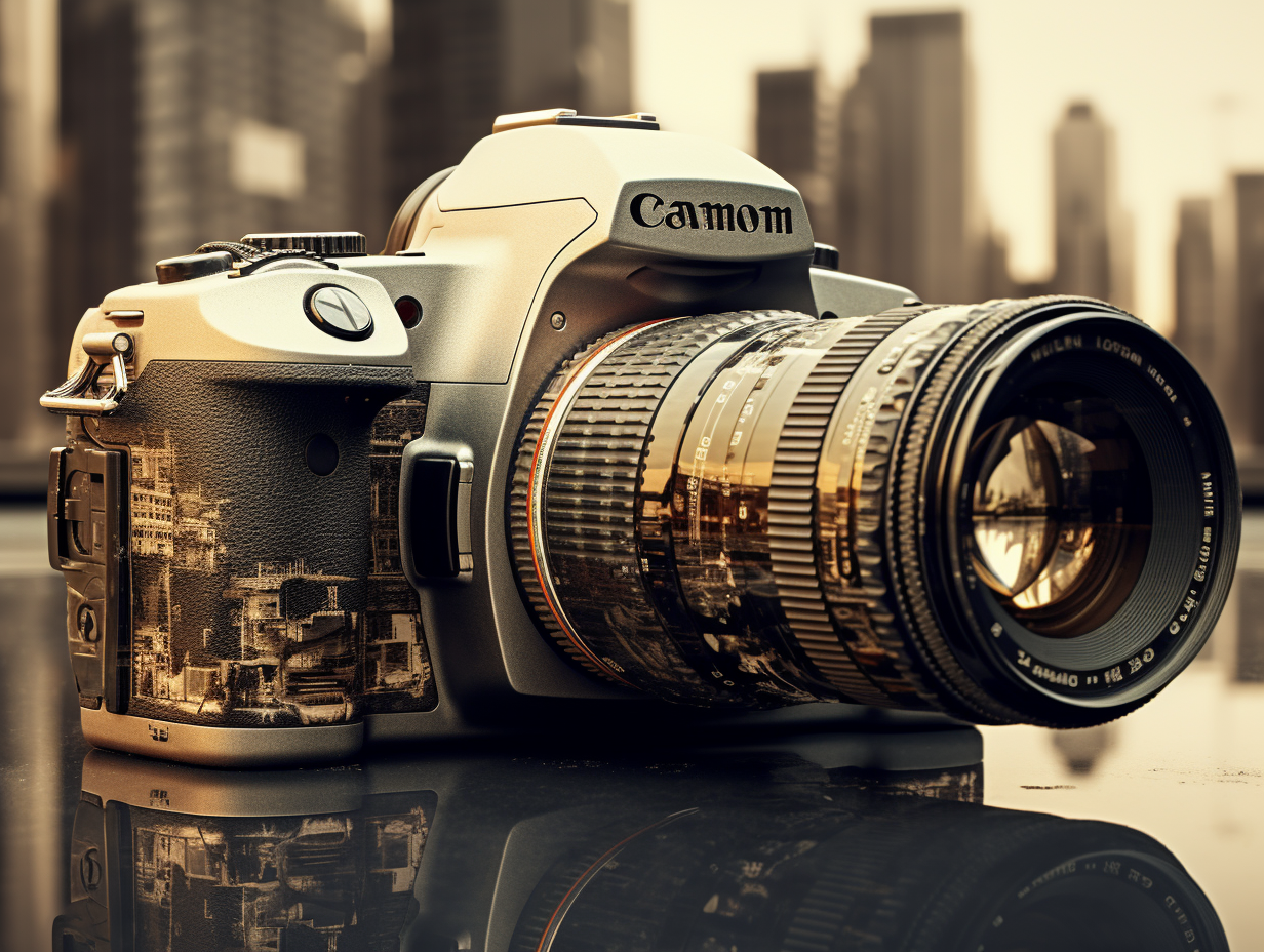 Double exposure of new and old cameras