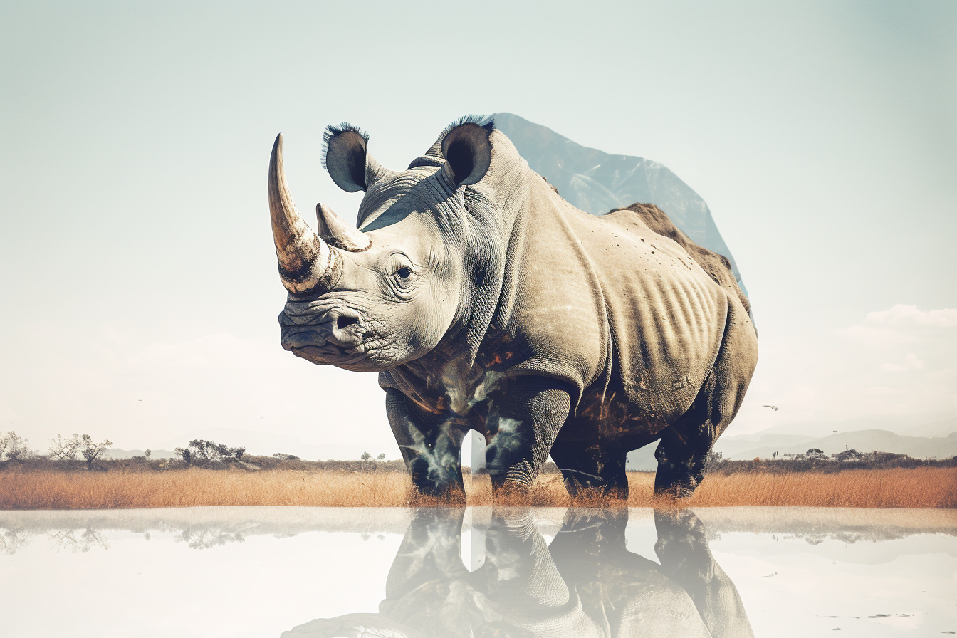 Stunning Double Exposure Rhino Photomontage