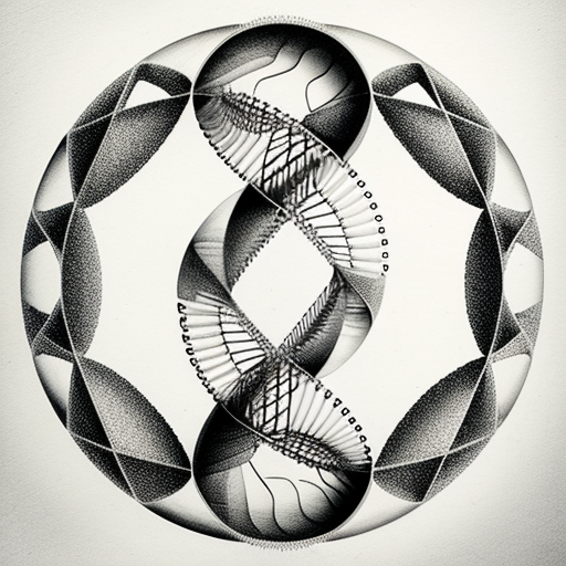 Double Helix Circle Created with Fine Pen