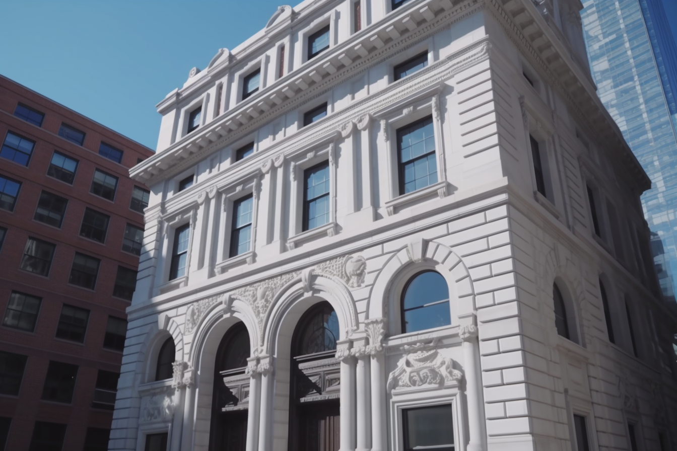 Historic bank building in downtown Boston