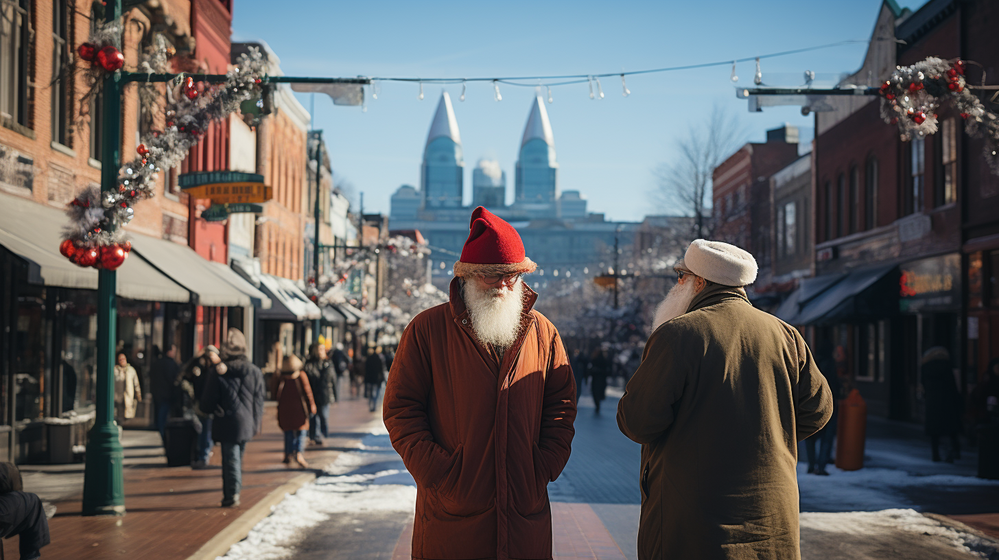 Eccentric Christmas explorers in downtown Asheville