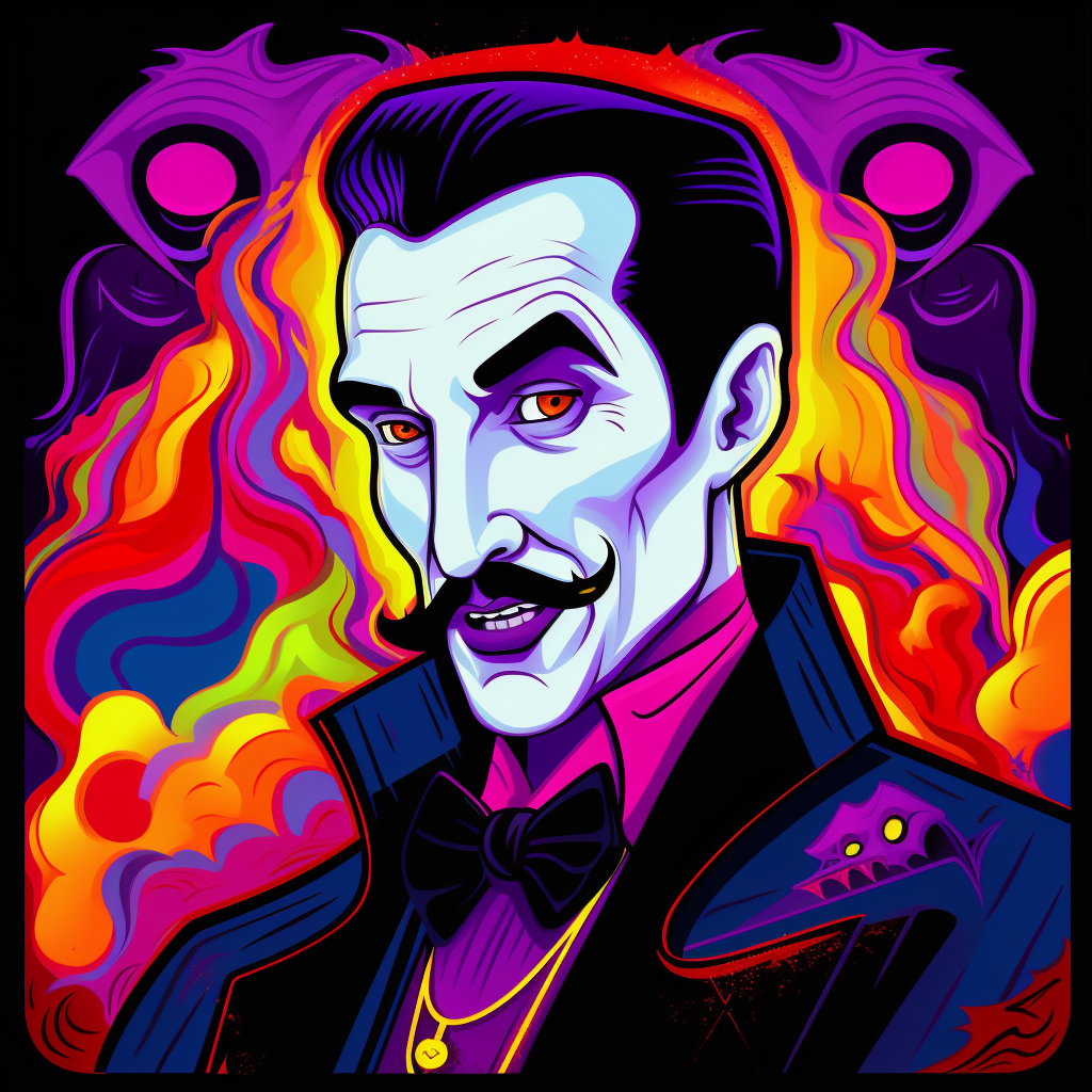 Colorful Dracula in Lisa Frank style