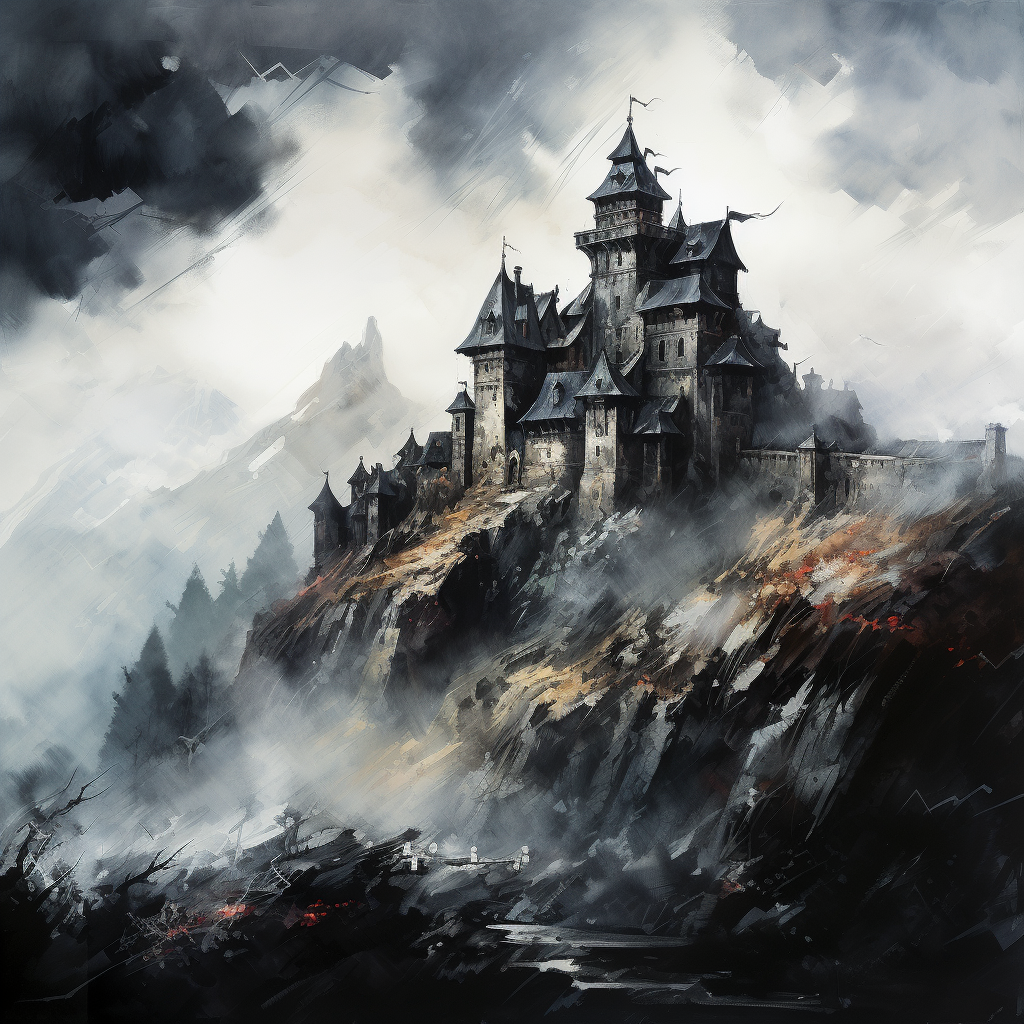 Dracula's Castle Watercolour Art