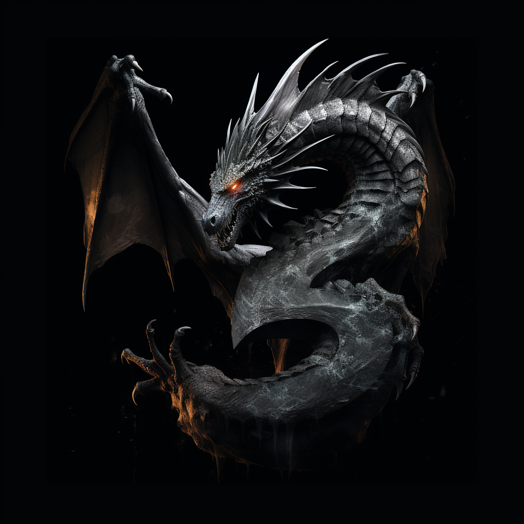 Dragon-shaped 2024 with black background