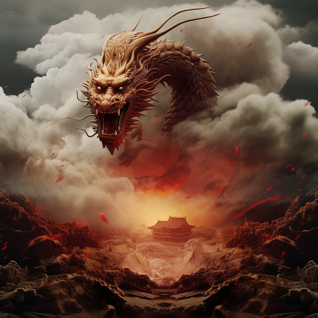 Dragon with Chinese Clouds