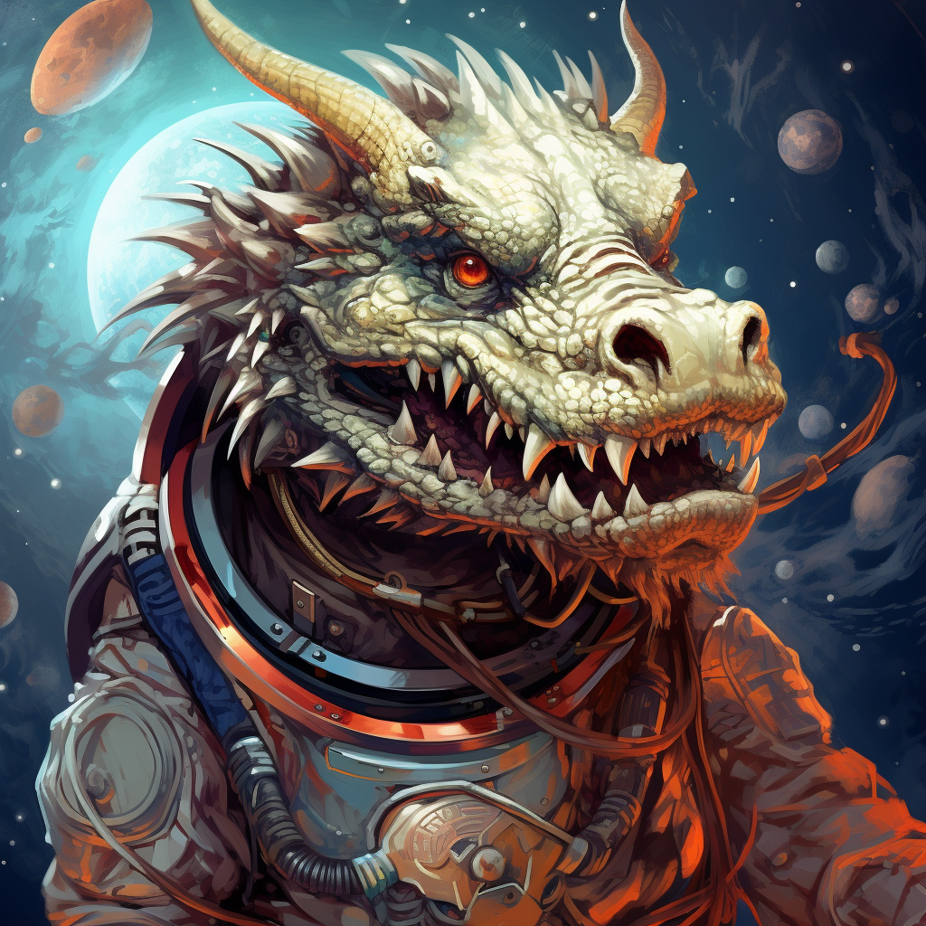 Dragon astronaut exploring the cosmos