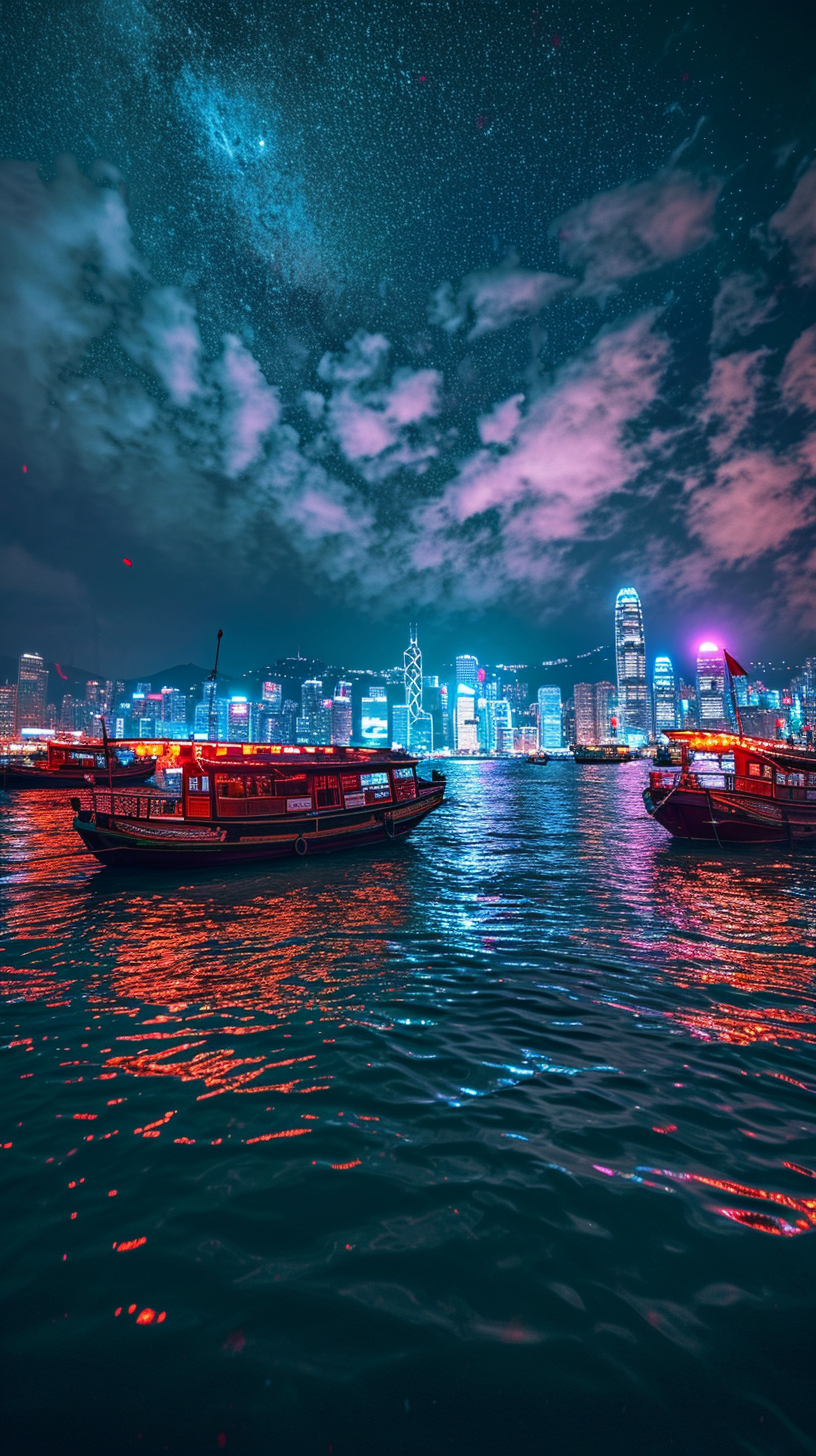 Beautiful night sky at Dragon Boat Festival